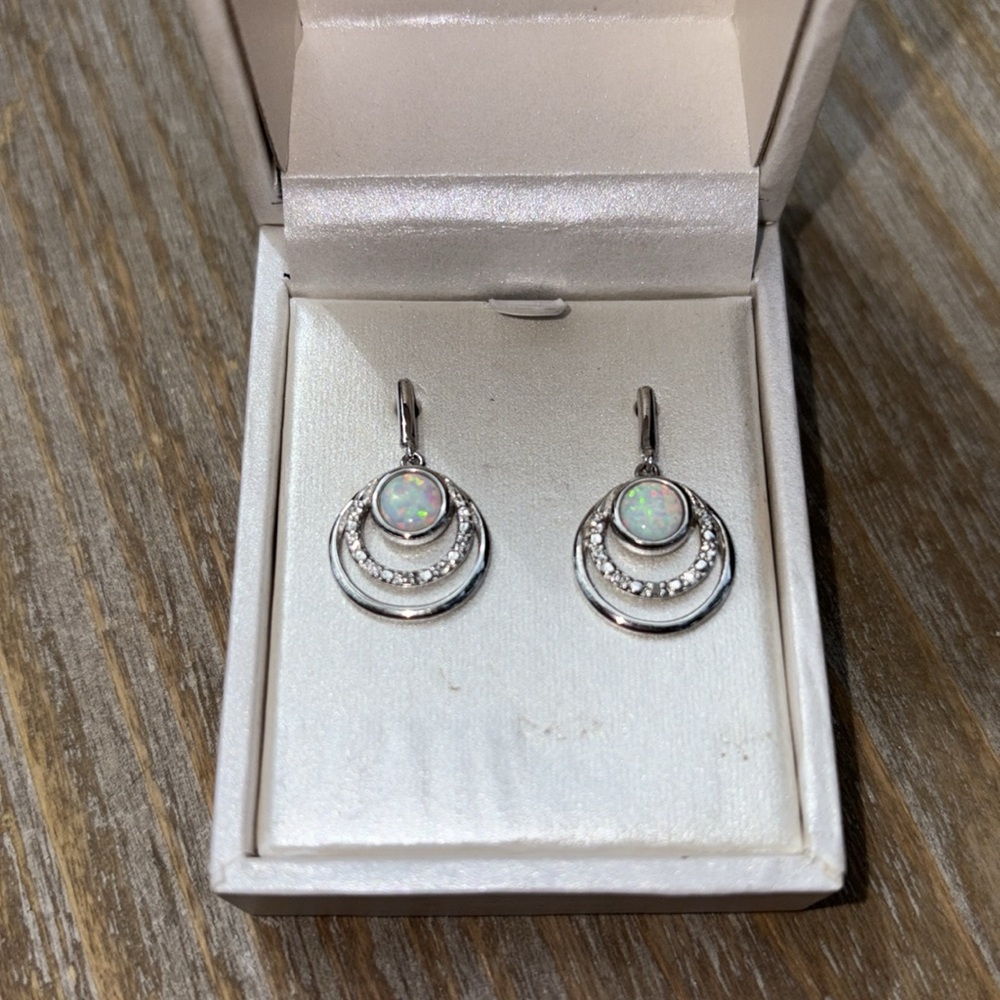 Sterling Silver and lab created White Sapphire earrings NWT